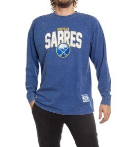 Calhoun NHL Surf & Skate Mens Acid Wash Long Sleeve Cotton Shirt (Buffalo Sabres, X-Large)
