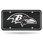Rico Industries NFL Football Baltimore Ravens Carbon Fiber Metal Auto Tag 6" x 12" - Great For Truck/Car/SUV