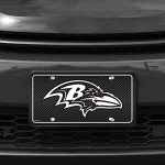 Rico Industries NFL Football Baltimore Ravens Carbon Fiber Metal Auto Tag 6" x 12" - Great For Truck/Car/SUV