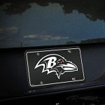 Rico Industries NFL Football Baltimore Ravens Carbon Fiber Metal Auto Tag 6" x 12" - Great For Truck/Car/SUV