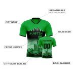 2024 Soccer Jersey Custom City Night Skyline Shirts for Soccer Fans Gifts-Men, Women, Youth-Personalized Name Numbers Green