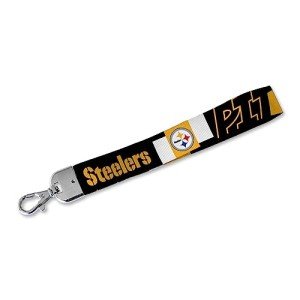 Rico Industries NFL Football Pittsburgh Steelers Wrist Lanyard Key Chain, Cute Wristlet Strap Keychain Holder for Women Men Car Keys ID Badges Card Wallet Phone Camera