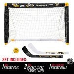 Franklin Sports unisex teen Franklin Sports Pittsburgh Penguins Mini Hockey Set Knee Hockey Goal Ball 2 Hockey Stick Combo, Pittsburgh Penguins, 28 x 20 12 US