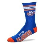 For Bare Feet NHL New York Islanders 4 Stripe Deuce Crew Sock Team Color YOUTH