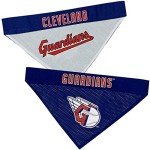 Pets First MLB Cleveland Guardians Reversible Bandana Small/Medium for Dogs & Cats. 2 Sided Sports Bandana, with a Premium Embroidery Team Logo. - 2 Sizes & All MLB Teams Available (CLG-3217-S-M)