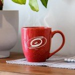 Rico Industries NHL Hockey Carolina Hurricanes Red 16 oz Team Color Laser Engraved Speckled Ceramic Coffee Mug