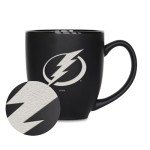 Rico Industries NHL Hockey Tampa Bay Lightning 15oz Laser Engraved Matte Black Ceramic Bistro Mug - For Hot or Cold Drinks