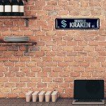Rico Industries NHL Hockey Seattle Kraken Metal Street Sign 4" x 15" Home Décor - Bedroom - Office - Man Cave