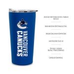 Rico Industries NHL Hockey Vancouver Canucks 18oz Soft Touch, Easy Grip Tumbler