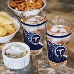 Rico Industries NFL Football Tennessee Titans 16 oz Pint Glasses with Digitally Printed Logo, Practical Set of 2 Classic Drinking Glasses, for Fans, Dishwasher Safe