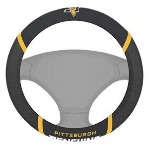 FANMATS 14885 Pittsburgh Penguins Embroidered Steering Wheel Cover Black 15"x15"