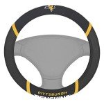 FANMATS 14885 Pittsburgh Penguins Embroidered Steering Wheel Cover Black 15"x15"