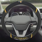 FANMATS 14885 Pittsburgh Penguins Embroidered Steering Wheel Cover Black 15"x15"