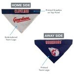 Pets First MLB Cleveland Guardians Reversible Bandana Small/Medium for Dogs & Cats. 2 Sided Sports Bandana, with a Premium Embroidery Team Logo. - 2 Sizes & All MLB Teams Available (CLG-3217-S-M)