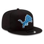 New Era NFL 9FIFTY Team Color Adjustable Snapback Hat Cap - One Size (US, Alpha, One Size, Detroit Lions - Black)