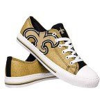 FOCO New Orleans Saints NFL Womens Glitter Low Top Canvas Shoes - 8