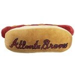 MLB Atlanta Braves Plush Dog Toys - Stadium Theme Snacks - Cutest Plush HOT-Dog Toy for Dogs & Cats with Inner Squeaker & Premium Embroidery of Baseball Team Name/Logo