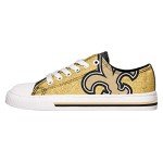 FOCO New Orleans Saints NFL Womens Glitter Low Top Canvas Shoes - 8