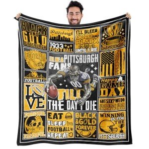 LKETAZC City Blanket Throws Football Style Blanket Comfortable Sports Blankets Flannel for Gifts Bed Sofa Couch Living Room 62" x52"