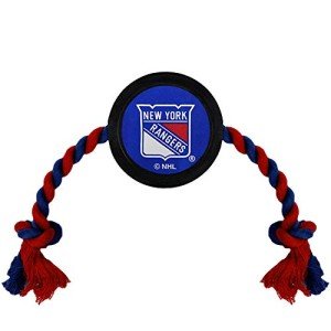 Pets First NHL New York Rangers Puck Toy for Dogs & Cats. Play Hockey with Your Pet with This Licensed Dog Tough Toy Reward!