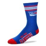 For Bare Feet NHL New York Rangers 4 Stripe Deuce Crew Sock Team Color YOUTH