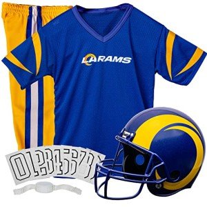 Franklin Sports L.A. Rams Kids Football Uniform Set - NFL Youth Football Costume for Boys & Girls - Set Includes Helmet, Jersey & Pants - Medium