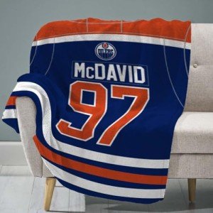 Sleep Squad Edmonton Oilers Connor McDavid 60 x 80 Raschel Plush Blanket an NHL Throw