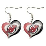 Aminco NHL New Jersey Devils Swirl Heart Earrings, Team Color, Size 2.5