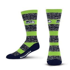 For Bare Feet NFL SEATTLE SEAHAWKS RMC Multi Stripe Crew Sock Team Color Large