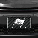 Rico Industries NFL Football Tampa Bay Buccaneers Carbon Fiber Metal Auto Tag 6" x 12" - Great For Truck/Car/SUV