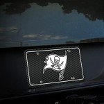 Rico Industries NFL Football Tampa Bay Buccaneers Carbon Fiber Metal Auto Tag 6" x 12" - Great For Truck/Car/SUV