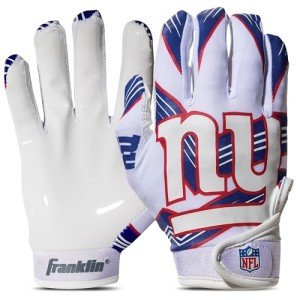 Franklin Sports New York Giants Youth NFL Football Receiver Gloves - Receiver Gloves for Kids - NFL Team Logos and Silicone Palm - Youth S/XS Pair