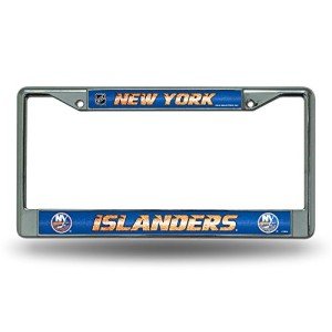 Rico Industries NHL Bling Chrome License Plate Frame with Glitter Accent, New York Islanders