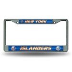 Rico Industries NHL Bling Chrome License Plate Frame with Glitter Accent, New York Islanders