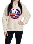 Calhoun NHL Surf & Skate Women's Premium Sherpa Pullover Hoodie with Chenille Team Logo (New York Islanders, Medium)