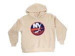 Calhoun NHL Surf & Skate Women's Premium Sherpa Pullover Hoodie with Chenille Team Logo (New York Islanders, Medium)