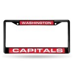 Rico Industries NHL Washington Capitals Black Black Laser Cut Chrome Frame 12" x 6" 12" x 6" Black Laser Cut Chrome Frame - Car/Truck/SUV Automobile Accessory