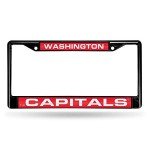 Rico Industries NHL Washington Capitals Black Black Laser Cut Chrome Frame 12" x 6" 12" x 6" Black Laser Cut Chrome Frame - Car/Truck/SUV Automobile Accessory