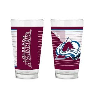 Rico Industries NHL Hockey Colorado Avalanche 16 oz Pint Glasses with Digitally Printed Logo, Set of 2 Classic Drinking Glasses, for Fans, Dishwasher Safe
