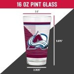 Rico Industries NHL Hockey Colorado Avalanche 16 oz Pint Glasses with Digitally Printed Logo, Set of 2 Classic Drinking Glasses, for Fans, Dishwasher Safe