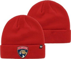 47 NHL Unisex-Adult Primary Logo Cuffed Knit Beanie Hat Cold Weather Hat, One Size (US, Alpha, One Size, Florida Panthers Red)