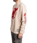 Calhoun NHL Surf N' Skate Men's Acid Wash Distressed Logo Long Sleeve Shirt (New Jersey Devils, Large)