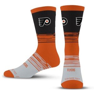 For Bare Feet NHL PHILADELPHIA FLYERS Elevate Premium Dress Crew Sock Team Color Large