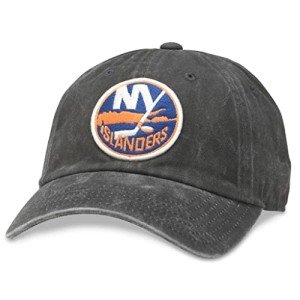 AMERICAN NEEDLE NHL NY Islanders Hockey Team New Raglin Adjustable Baseball Hat, Black (36672B-NYI-BLK)