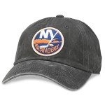 AMERICAN NEEDLE NHL NY Islanders Hockey Team New Raglin Adjustable Baseball Hat, Black (36672B-NYI-BLK)