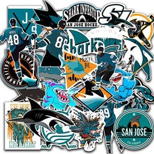 26 PCS Set of San Jose Vinyl Sharks Stickers Pack San Jose Decal Sharks 2-3 inches
