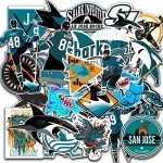 26 PCS Set of San Jose Vinyl Sharks Stickers Pack San Jose Decal Sharks 2-3 inches
