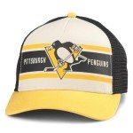 AMERICAN NEEDLE Pittsburgh Penguins NHL Sinclair Adjustable Snapback Baseball Hat, Black/Ivory/Gold (21001A-PPN-BLIG)