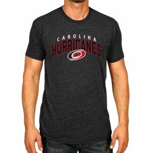 Wright & Ditson NHL Adult Powerplay Heathered Unisex T-Shirt - 100% Cotton - Tagless and Comfortable (Carolina Hurricanes - Black Heather, X-Large)