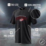 Wright & Ditson NHL Adult Powerplay Heathered Unisex T-Shirt - 100% Cotton - Tagless and Comfortable (Carolina Hurricanes - Black Heather, X-Large)